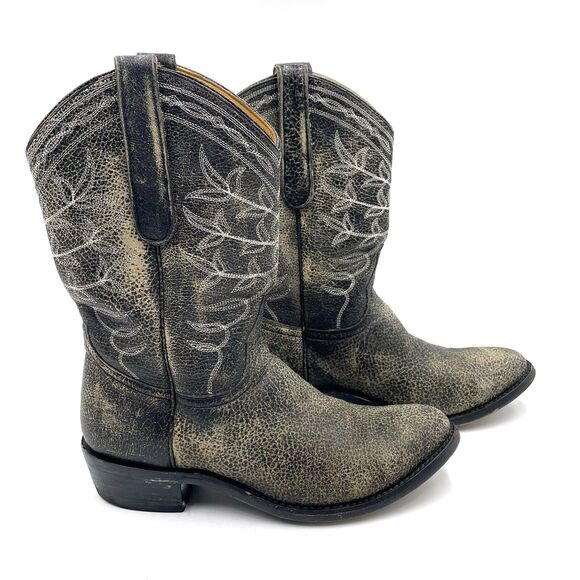 Old Gringo Polo Black Leather Cowboy Boots Embroidered Mid-Calf Western Sz‎ 6.5 - Picture 1 of 9